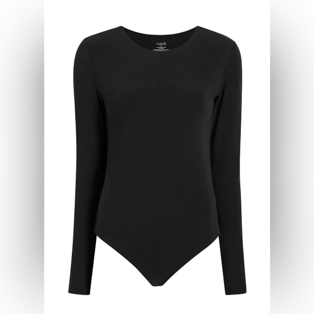 nuuds Black Cotton Crewneck Bodysuit
